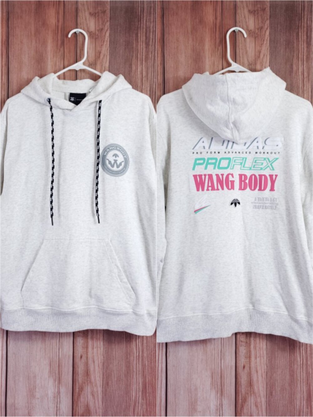 Adidas Alexander Wang Hoodie Size XS Wangbody Graphic Sweatshirt Pullover Gray
